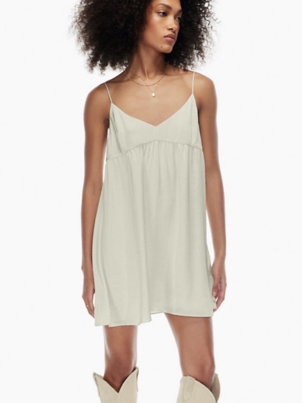 Aritzia Wilfred Lover Satin Mini Dress - Cream